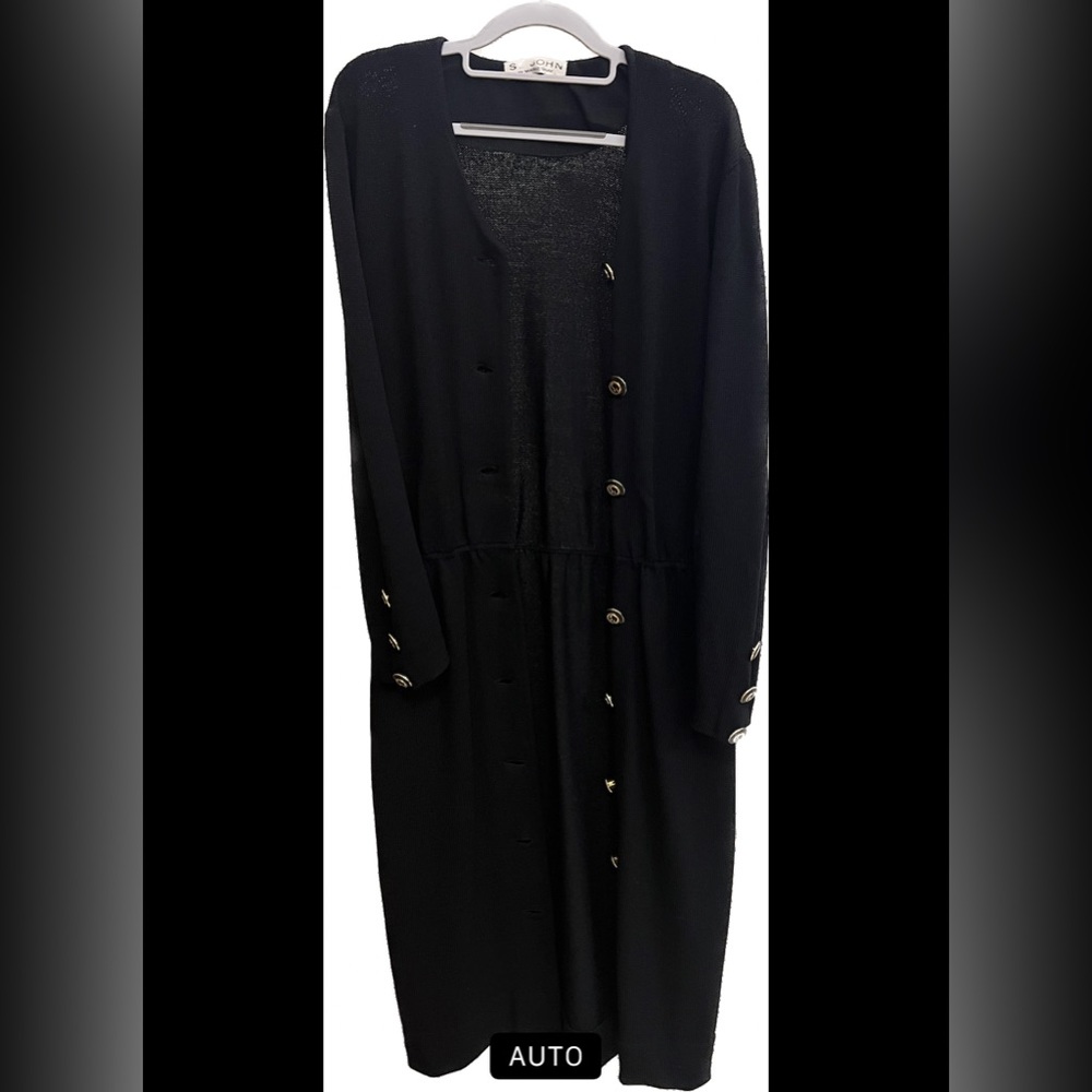 Vtg St. John by Marie Gray Knit Button Down Dress Cardigan 10